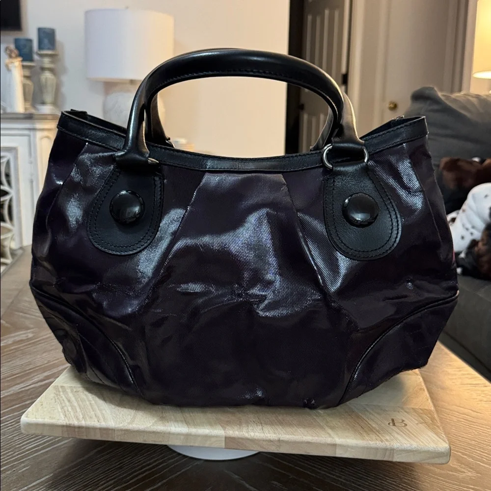 Burberry Blue Label purple coated canvas shoulder bag. - Picture 3 of 12